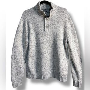 IZOD Mens Large White & Black Marble Henley Pullover Sweater Men’s Size XL